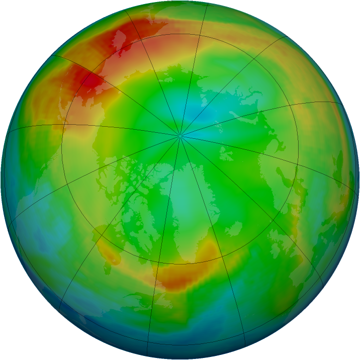 Arctic ozone map for 07 January 1990